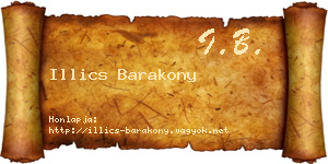 Illics Barakony névjegykártya